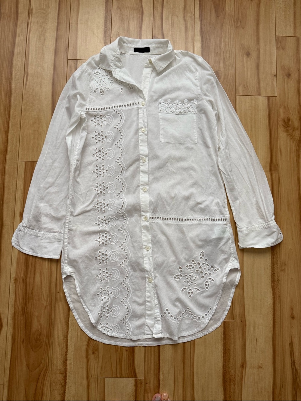 J. Crew White Eyelet Button-Down Tunic